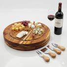 Tábua Gourmet Dobrável de Queijos Madeira Teca + 4 Espátulas para Servir Elegante Tábua Gourmet Dobrável de Queijos Madeira Teca + 4 Espátulas para Servir Elegante