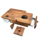 Tábua para Churrasco Carne com Gaveta e Dispenser Madeira Teca 48x32cm 101 - Dorémi Grill