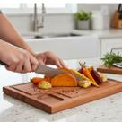 Tábua para Churrasco Corte Carne Legumes Com Molheira 40cm