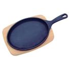Tábua para Churrasco Tramontina Mix Grill Oval em Ferro Fundido com Base em Madeira Teca 30,5x18,5cm