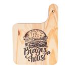 Tábua Para Servir Hambúrguer Xis Em Madeira Pinus Burguer House Para Casa Restaurante Lancheria Hamburgueria 21x28,5cm