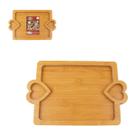 Tabua Petisqueira Bambu Coracao 3 Compartimentos 29x20cm