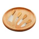 Tábua Petisqueira com Facas para Queijos 5 Peças Aço Inox Bambu