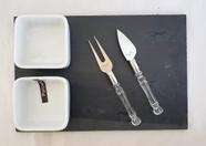 Tabua retangular ardósia 20x30 cm kit para queijos, frios e pastas 5 peças