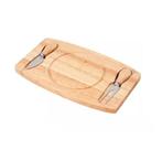 Tábua Retangular com Três Utensilios para Queijo de 17x28x1,5cm Unyhome