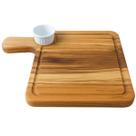 Tábua Teca para Servir 35X22cm Ramekin 30ml Lanches Petisqueira com Molheira Zanline