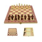 Tabuleiro 3 em 1 Jogo de Xadrez Dobrável Dama e Gamão feito em Madeira