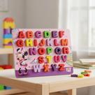 Tabuleiro Alfabeto Maiúscula Formas Brinquedo Madeira Educativo Alfabetização Colorido Menina Menino
