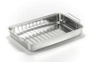 Tabuleiro Forma Assadeira Retangular Alta com Abas + Grelha Alumínio Polido - Ideal para Carnes e Aves no Forno