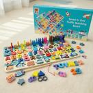 Tabuleiro Montessori Atividades Pescaria Encaixe Números Letras Brinquedo Educativo MDF 133 peças