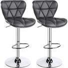 Taburetes de Bar Ajustables Yaheetech de Cuero PU Giratorios, Juego de 2