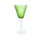 Taça Água Cristal Verde Finos Lapidados Base Incolor Luxo