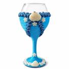 Taça Artesanal Iemanjá Luxo Azul Tecido Vidro 300ml