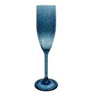 Taça Champagne Acrílico Bolhas Degradê Azul 296ml