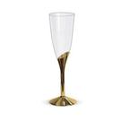 Taça Champagne Base Dourada Descartável Premium c/6