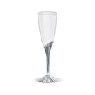 Taça Champagne Base Prata Descartável Premium c/6