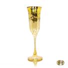 Taça Champagne Cristal Italiano Âmbar Guirlandas em Ouro