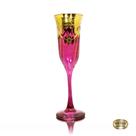 Taça Champagne Cristal Italiano Lilás Guirlandas em Ouro