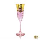 Taça Champagne Cristal Italiano Rosa Guirlandas em Ouro