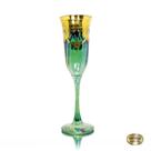Taça Champagne Cristal Italiano Verde Guirlandas em Ouro