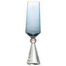 Taça Champanhe Em Vidro Azul 300Ml