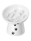 Taça de alimentação lenta de cerâmica Cat Feeder Y YHY, 15 cm, branca elevada