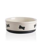 Taça de cerâmica para cães Sweejar Bone Pattern 2L para cães grandes, bege Taça de cerâmica para cães Sweejar Bone Pattern 2L para cães grandes, bege