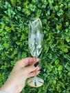 Taça De Champanhe Cristal Pintada à Mão Flor Off White