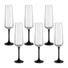 Taça de Cristal Bohemia Para Champanhe 200 ml Preta Sandra 6 Peças