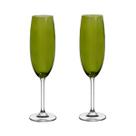 Taça de Cristal Bohemia Para Champanhe 220 ml Verde Colibri 2 Peças