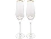 Taça De Cristal Wolff Para Champanhe 300 ml Borda Dourada Taj 2 Peças