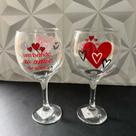 Taça de gim de vidro love com frase de amor decorada 615ml grande transparente taca vinho presente na caixa coração