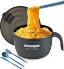 Taça de Ramen Layron Large, Fogão Ramen de 1,3 L para micro-ondas, preto