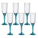 Taça de Vidro Bormioli Rocco Para Champanhe 210 ml Florian Blue 6 Peças