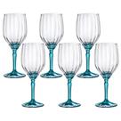 Taça de Vidro Bormioli Rocco Para Vinho 380 ml Florian Blue 6 Peças