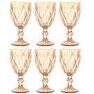 Taça de Vidro Diamond Ambar 330ml Metalizada Elegante Para água Suco Vinho Bebidas Drinks Mesa posta