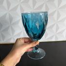 Taça de vidro diamond azul avulsa individual 300ml para água vinho cerveja taca