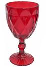 Taça de vidro diamond vermelha individual 300ml para água vinho cerveja taca avulsa