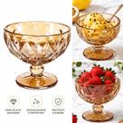 Taça de Vidro para Sobremesa Diamond Âmbar 325ml 6 Unid Vidro Luxuoso Ondulado Dourado