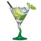 Taça de Vidro Twister Haste Verde Martini para Drink 225ml Ruvolo