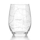 Taça de vinho sem haste Well Told Mapa de Raleigh gravado 450 ml transparente