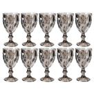 Taça Diamante de Vidro Cinza Metalizada 340ml Água Suco 10UN Taça Diamante de Vidro Cinza Metalizada 340ml Água Suco 10UN