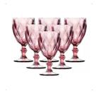 Taça Diamante Diamond 340ML Vidro Rosa Com 6 Peças