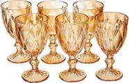 Taça diamond conjunto com 6 peças cor ambar