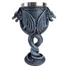 Taça Dois Dragões Resina 180ml 3d Em Aço Inox Decorativa Preto