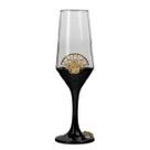 Taça Pomba Gira Leque Rosa Negra Champagne Vidro 186ml