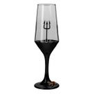 Taça Pomba Gira Tridente Rosa Negra Champagne Vidro 186ml