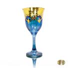 Taça pra Agua Cristal Italiano Azul Guirlandas em Ouro Taça pra Agua Cristal Italiano Azul Guirlandas em Ouro