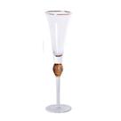 Taça Vidro Champagne c/Strass Incolor Borda Ouro 250ml- Unid.