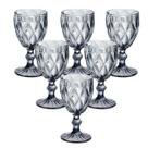Taça vidro diamond fume jogo 6 peça 320ml luxo agua suco Taça vidro diamond fume jogo 6 peça 320ml luxo agua suco